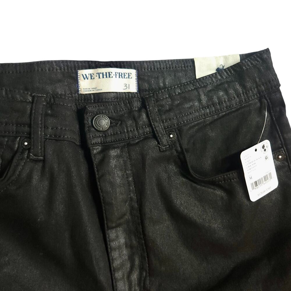 Free People Black Coated Straight-Leg Jeans - Picture 4 of 7